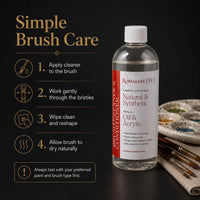 How to use Rosemary & Co brush cleaner in four steps: apply, work through bristles, wipe and reshape, dry naturally

