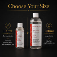 Rosemary & Co brush cleaner size comparison: 100ml compact bottle and 250ml larger studio bottle
