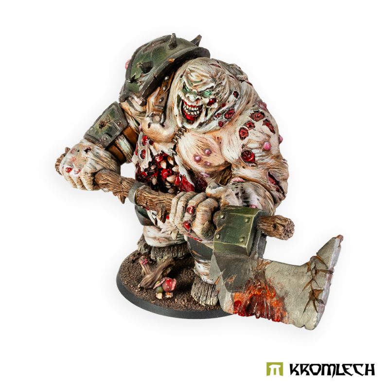 Ro'butcher painted, three-quarter view with the cleaver blade low at his side