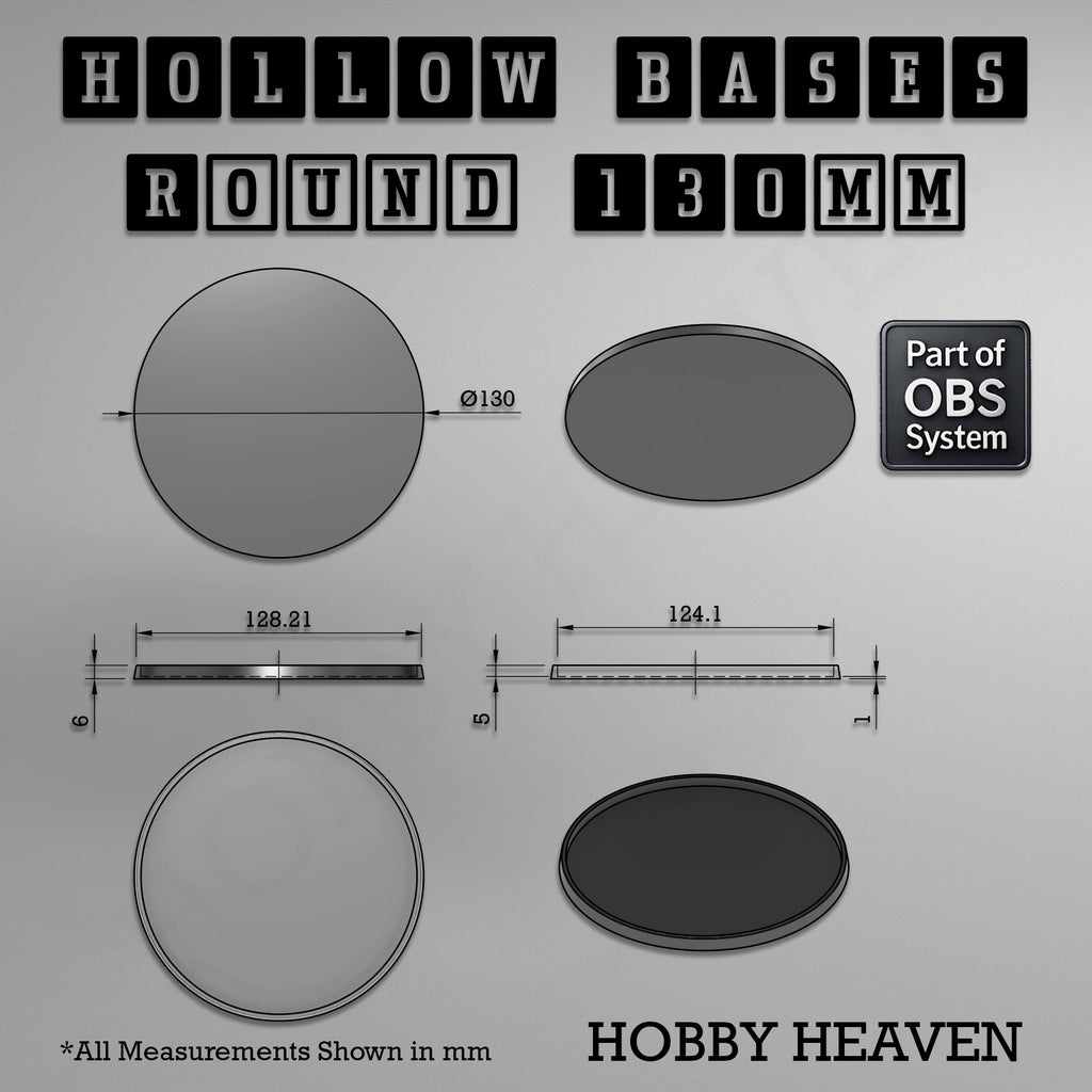 Hollow Bases Range  - Wargaming 3d Printed Bases (OBS System)