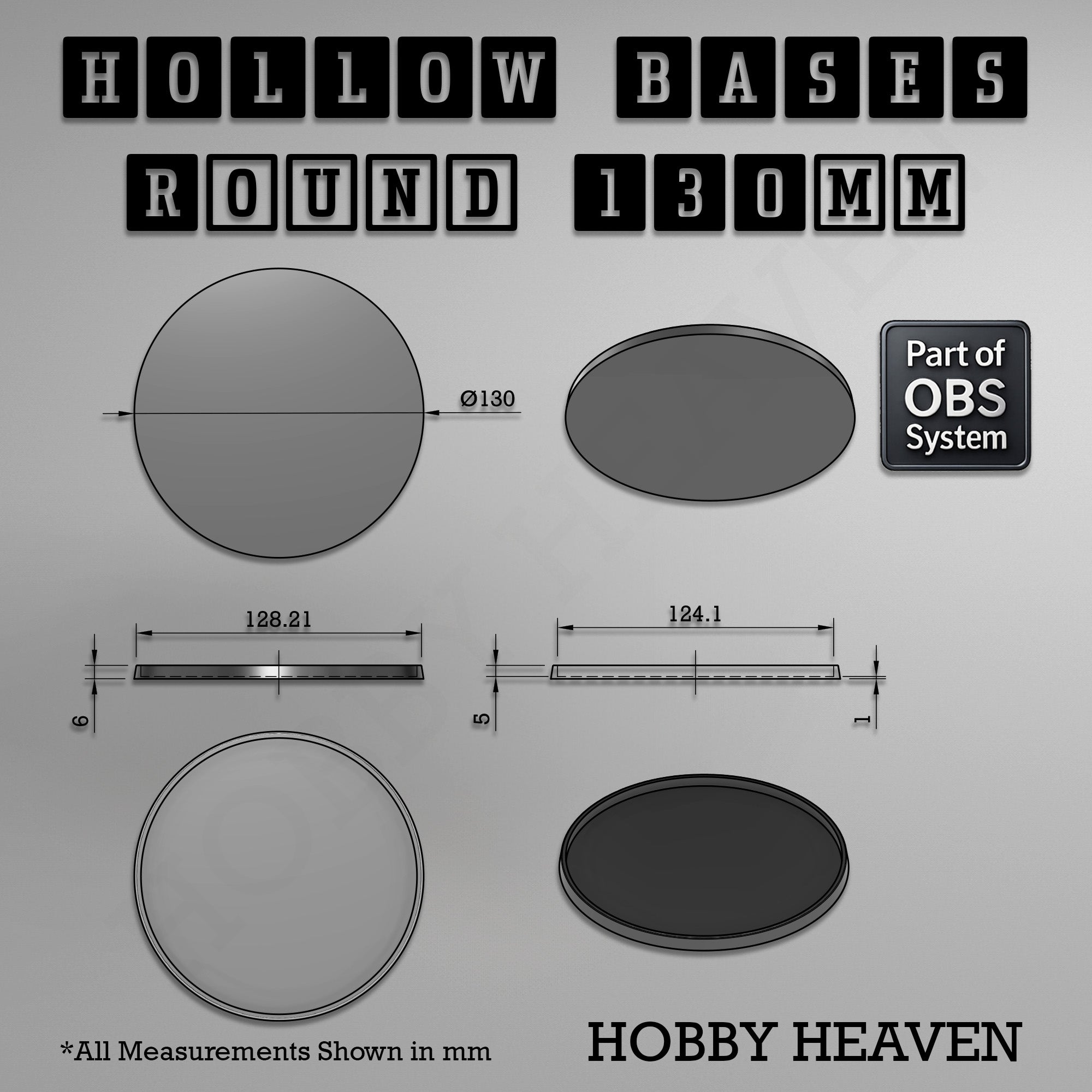 Hollow Bases Range  - Wargaming 3d Printed Bases (OBS System)
