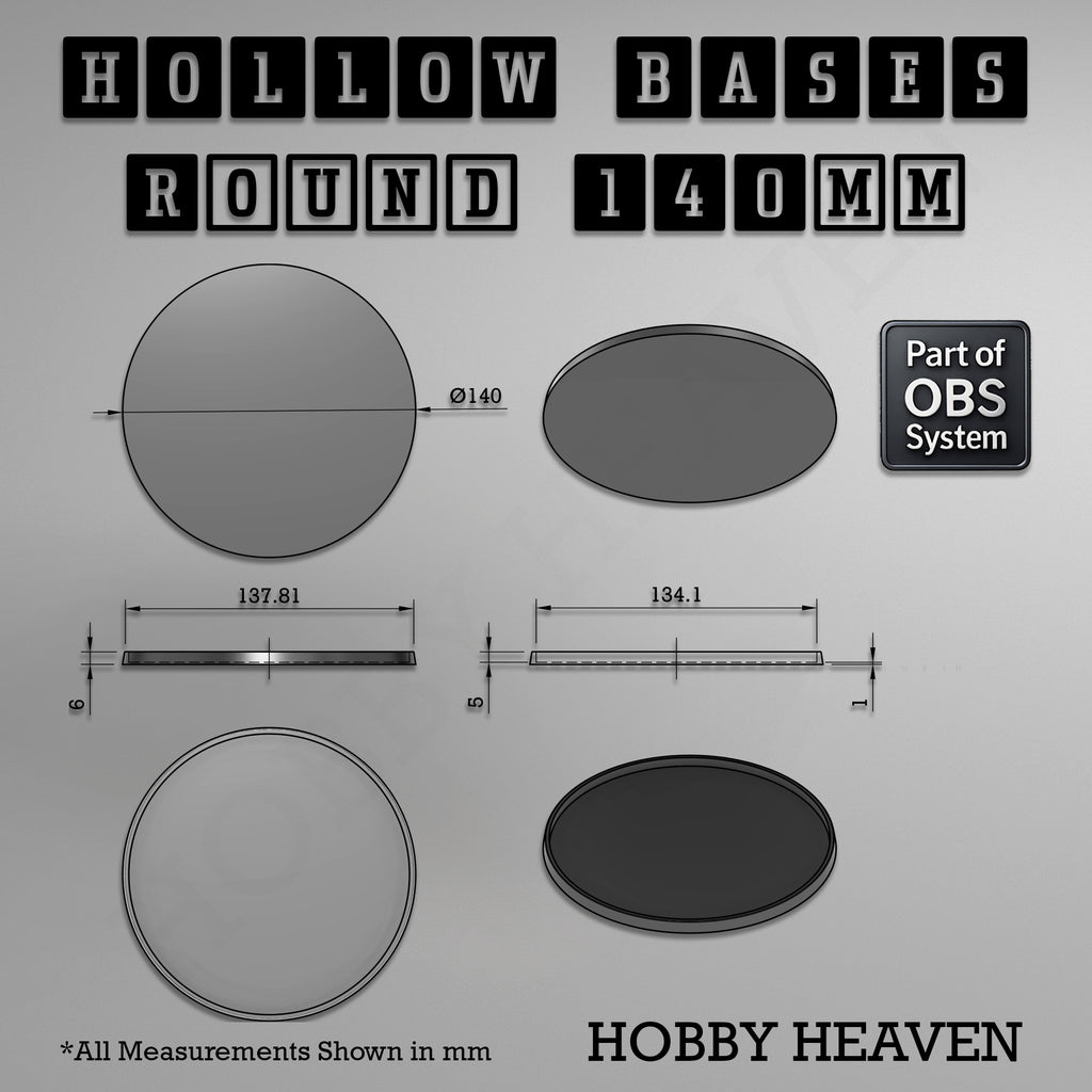 Hollow Bases Range  - Wargaming 3d Printed Bases (OBS System)