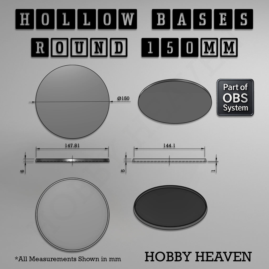 Hollow Bases Range  - Wargaming 3d Printed Bases (OBS System)