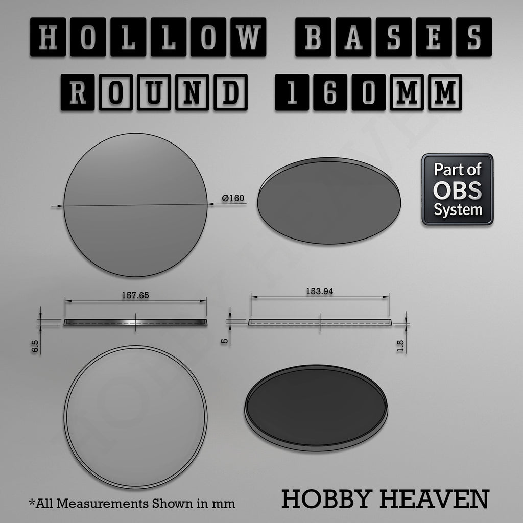 Hollow Bases Range  - Wargaming 3d Printed Bases (OBS System)