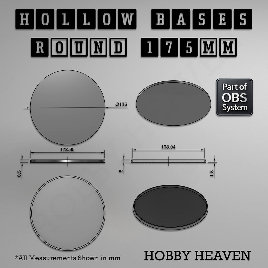 Hollow Bases Range  - Wargaming 3d Printed Bases (OBS System)
