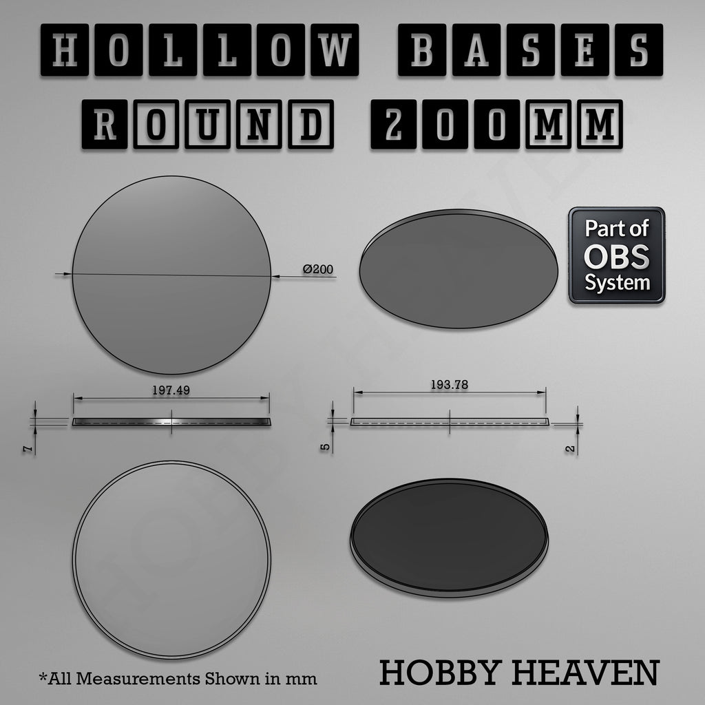 Hollow Bases Range  - Wargaming 3d Printed Bases (OBS System)