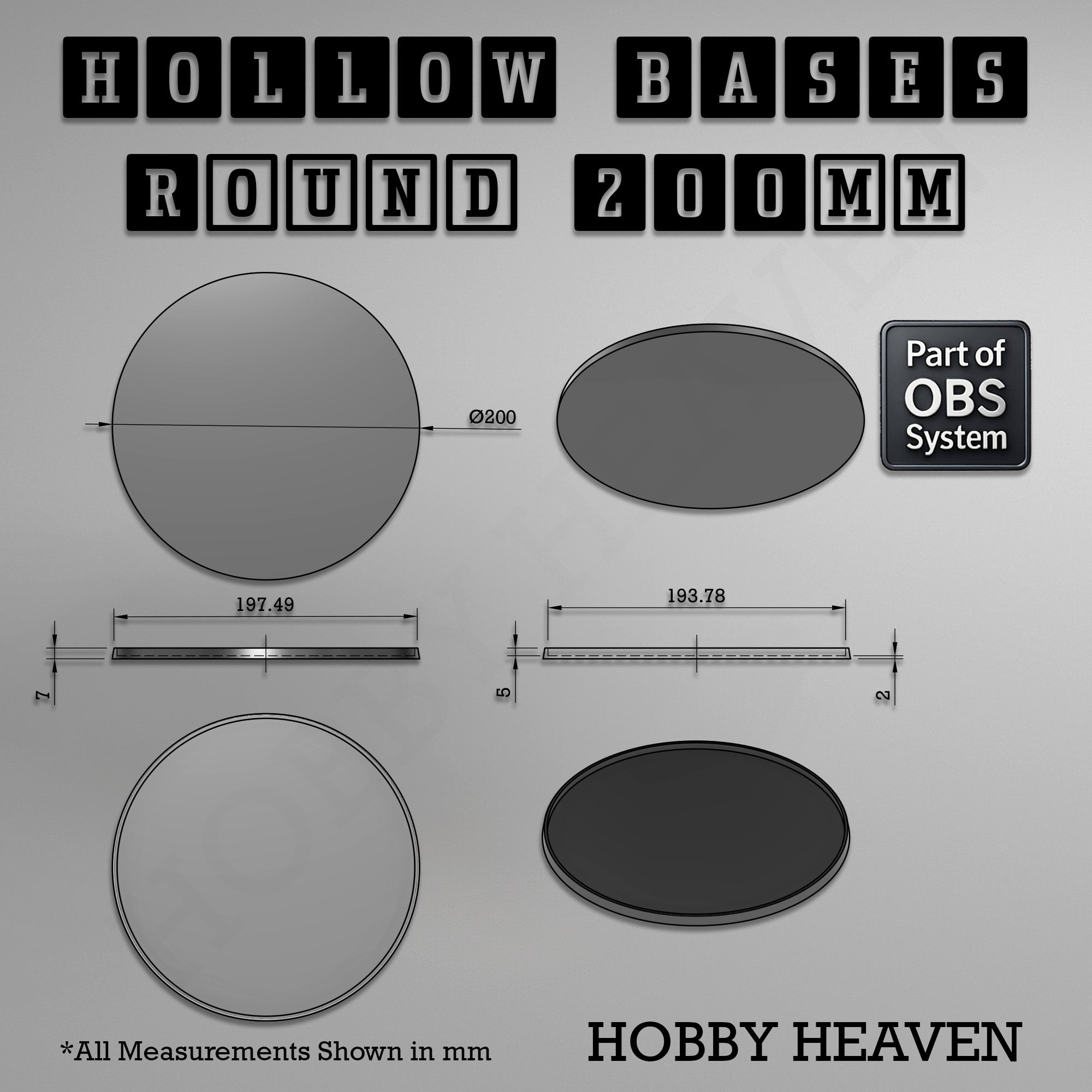 Hollow Bases Range  - Wargaming 3d Printed Bases (OBS System)