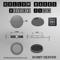 Hollow Bases Range  - Wargaming 3d Printed Bases (OBS System)
