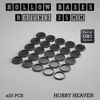 Hollow Bases Range  - Wargaming 3d Printed Bases (OBS System)
