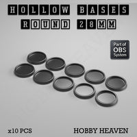 Hollow Bases Range  - Wargaming 3d Printed Bases (OBS System)
