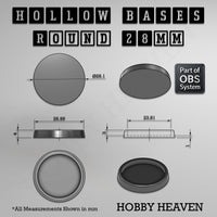 Hollow Bases Range  - Wargaming 3d Printed Bases (OBS System)
