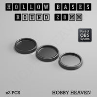 Hollow Bases Range  - Wargaming 3d Printed Bases (OBS System)
