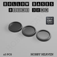 Hollow Bases Range  - Wargaming 3d Printed Bases (OBS System)
