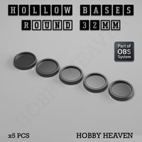 Hollow Bases Range  - Wargaming 3d Printed Bases (OBS System)
