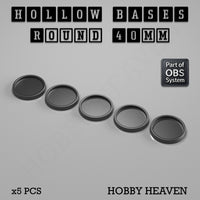 Hollow Bases Range  - Wargaming 3d Printed Bases (OBS System)

