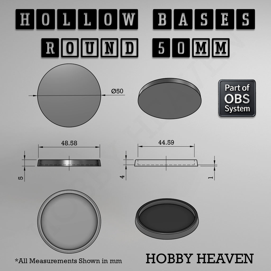 Hollow Bases Range  - Wargaming 3d Printed Bases (OBS System)