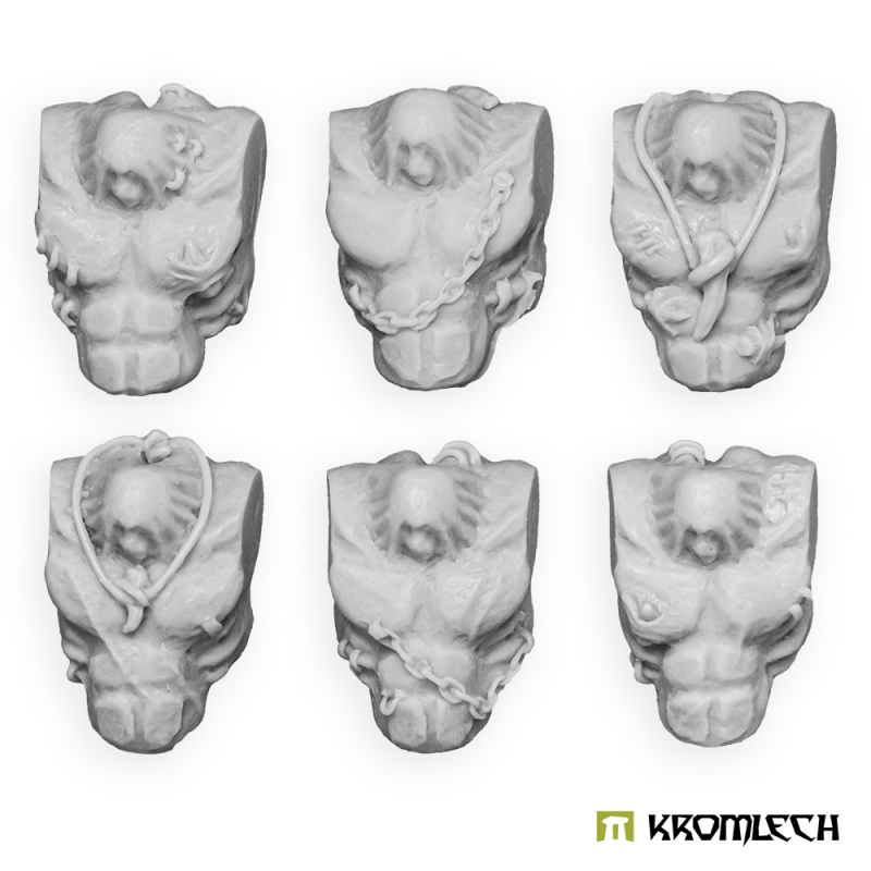 The six savage orc torsos in pale unpainted resin