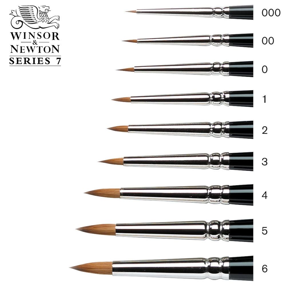 Complete Series 7 Miniature brush collection lined up on white background