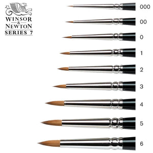 Complete Series 7 Miniature brush collection lined up on white background