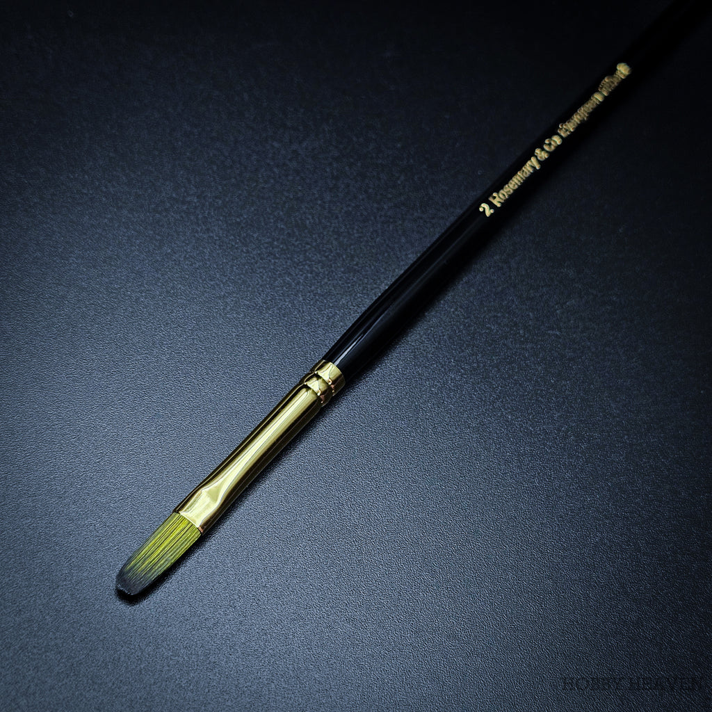 Rosemary & Co Evergreen Filbert size 2 short handle full brush - Hobby Heaven