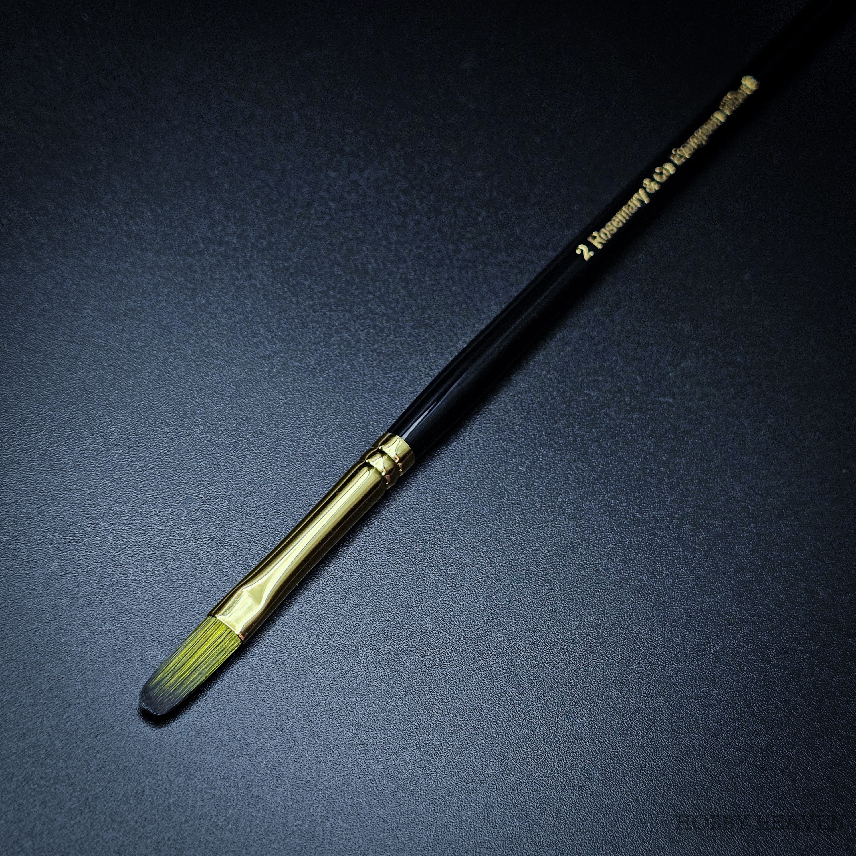 Rosemary & Co Evergreen Filbert size 2 short handle full brush - Hobby Heaven