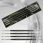 Set of Silver Series S Kolinsky brushes arranged for miniature painting