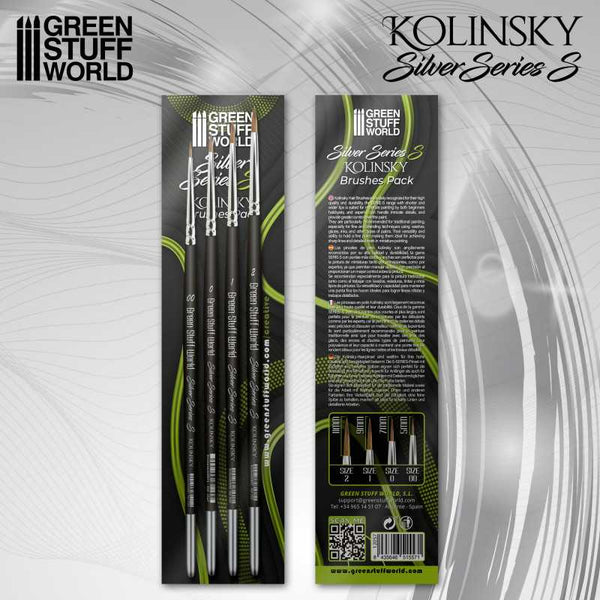 Silver Series S Kolinsky Brush Set front and back packaging by Green Stuff World