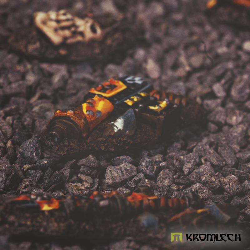 Example of use: a fallen orc arm and yellow wreckage half buried in gravel