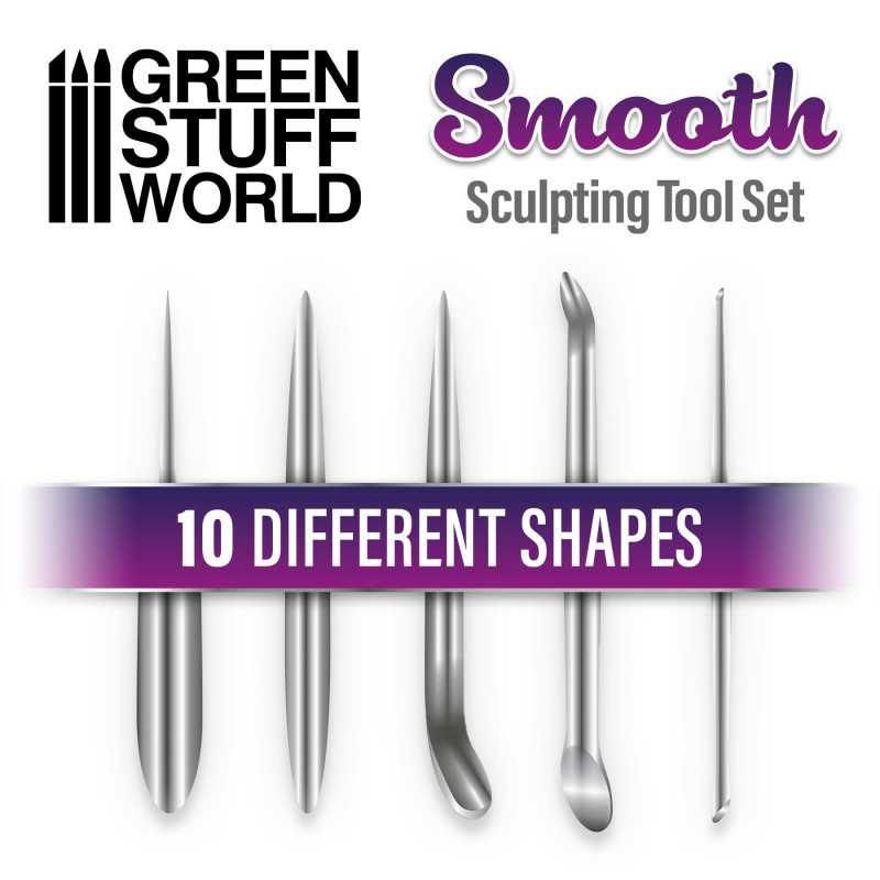 Green Stuff World sculpting tools showing 10 different double-ended shapes