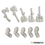 The five right-hand axes and their arms in pale resin, off the sprue