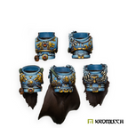 Kromlech Sons of Thor Torsos painted: five blue breastplates with gold wolf heads, fang charms and a long cloak