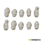 The ten veteran heads in pale resin, off the sprue