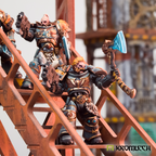 Example of use: painted armoured veterans with an axe on a rusted stair; figures not included