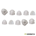 The ten veteran pads cut from their strips in pale resin, two of each design