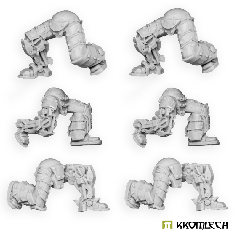 Kromlech Legionaries Bionic Kneeling Legs unpainted resin: six kneeling leg sets in three poses, two of each