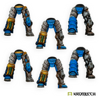 Kromlech Legionaries Bionic Legs Set 2 painted: blue armour, gold trim and a green cell on one thigh