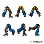 The six running leg sets painted, blue armour with bronze and steel mechanics