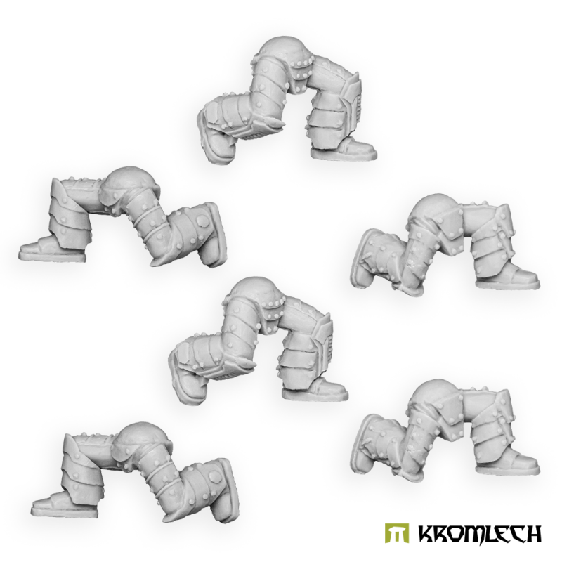 Kromlech Legionaries Kneeling Legs unpainted resin: six sets in three kneeling poses, two of each