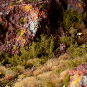 Lifelike diorama featuring Spikey Green 12mm - Wild Tufts, showcasing realistic thorny shrubland with varied textures and height