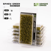 Gamers Grass Spikey Green 12mm - Wild Tufts packaging, showcasing vibrant green thorny shrub imagery
