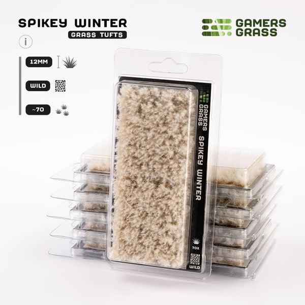 Gamers Grass Spikey Winter 12mm - Wild Tufts packaging, featuring snowy landscape and frozen shrub imager