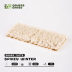 Sheet of 70 Spikey Winter 12mm - Wild Tufts, displaying various shapes and sizes of white, ramified tufts for creating frozen vegetation