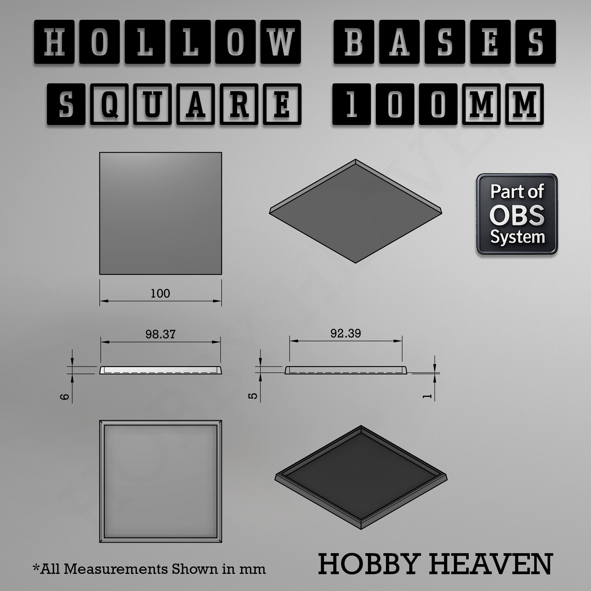 Hollow Bases Range  - Wargaming 3d Printed Bases (OBS System)