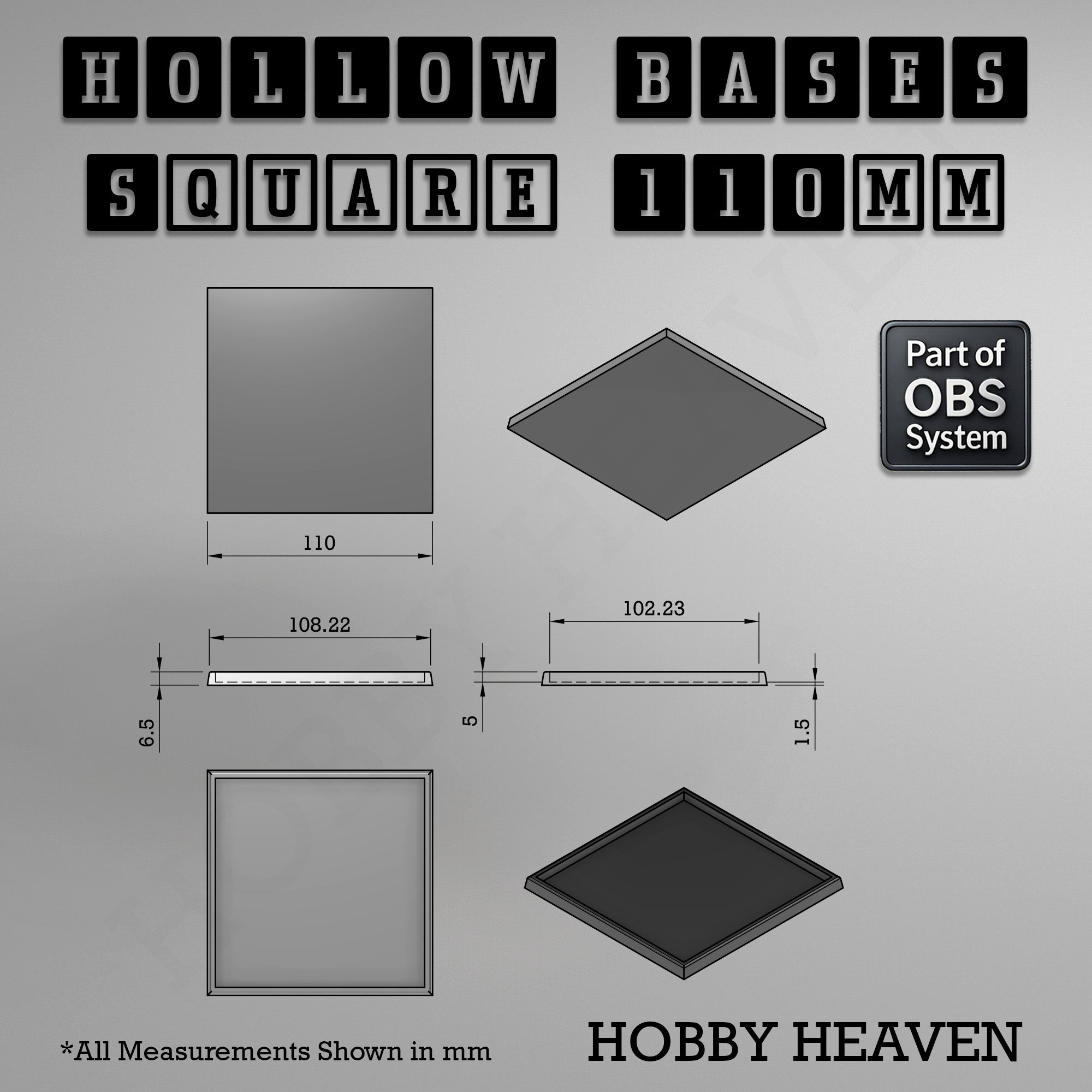 Hollow Bases Range  - Wargaming 3d Printed Bases (OBS System)