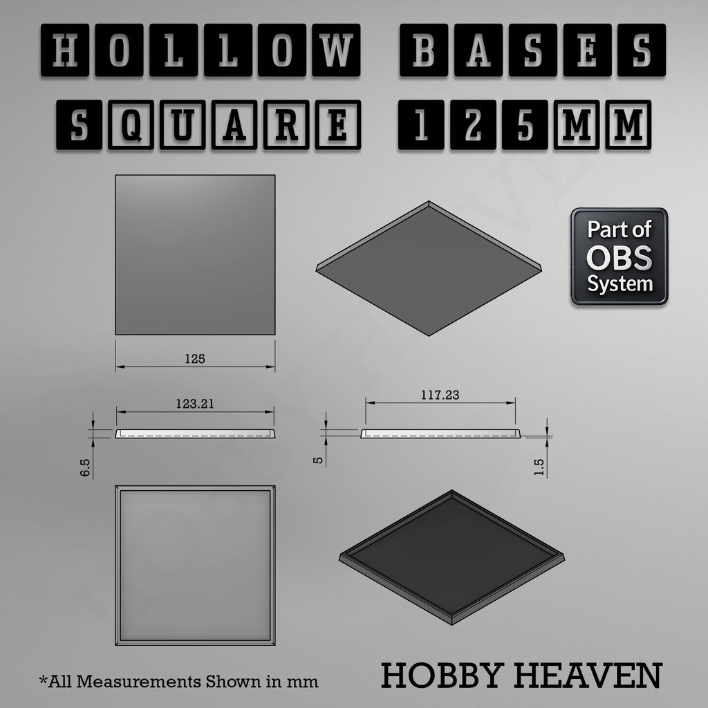 Hollow Bases Range  - Wargaming 3d Printed Bases (OBS System)