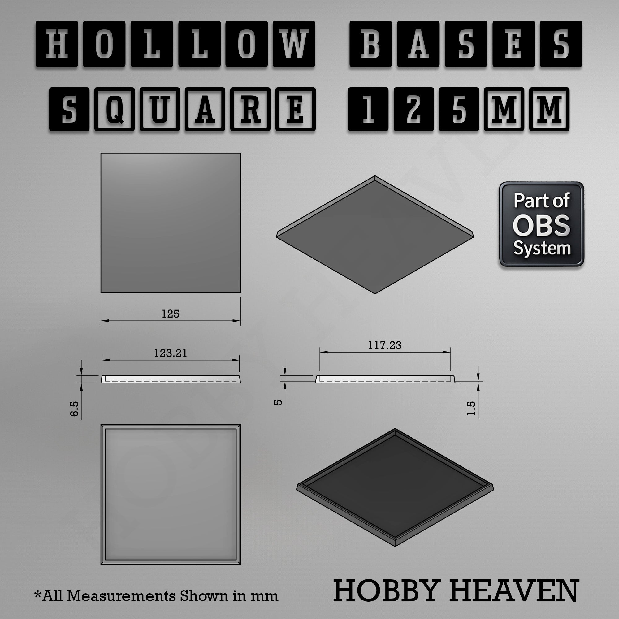 Hollow Bases Range  - Wargaming 3d Printed Bases (OBS System)