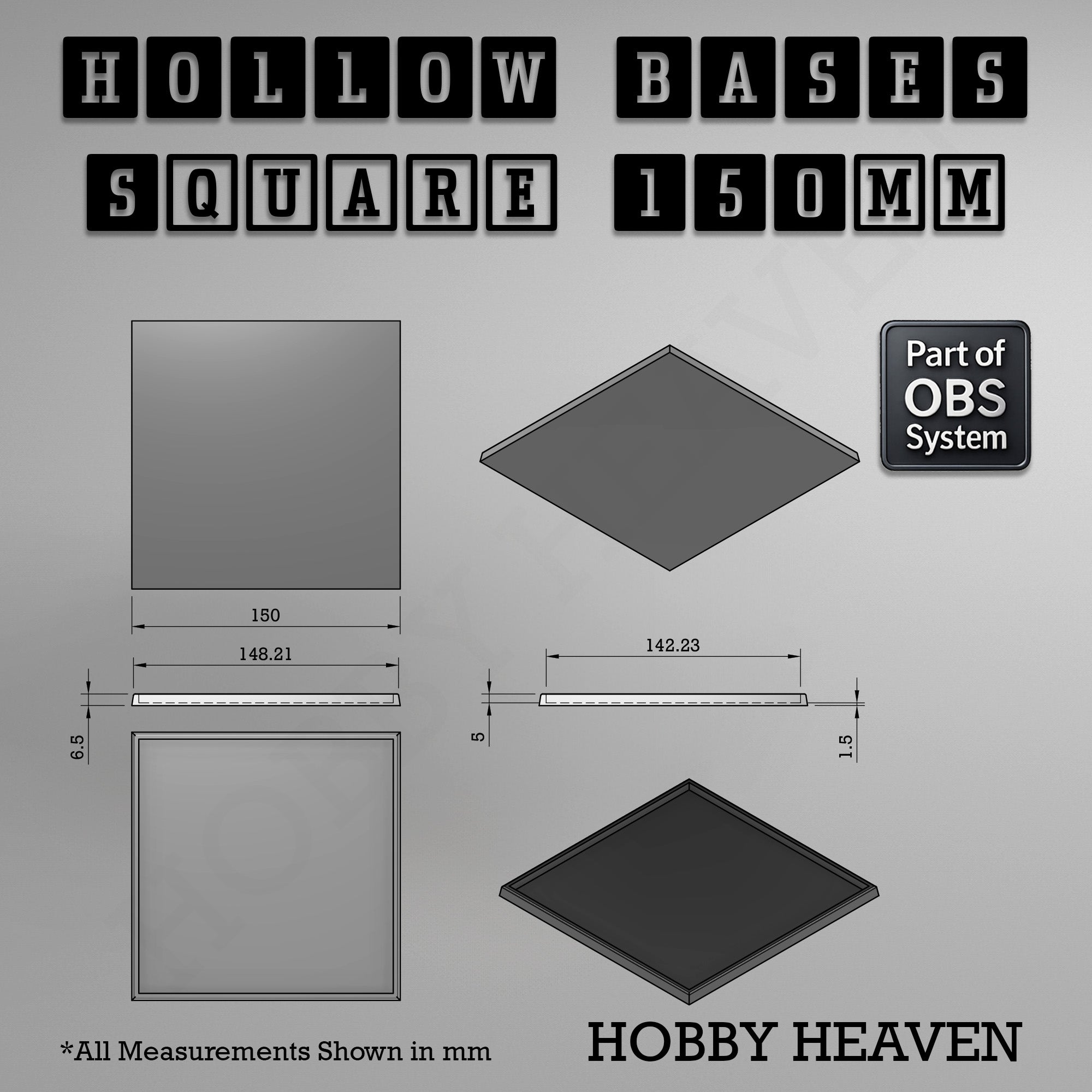 Hollow Bases Range  - Wargaming 3d Printed Bases (OBS System)