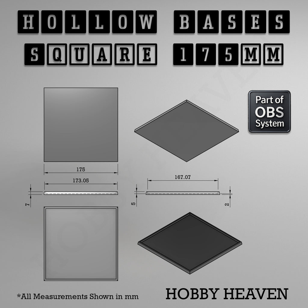 Hollow Bases Range  - Wargaming 3d Printed Bases (OBS System)