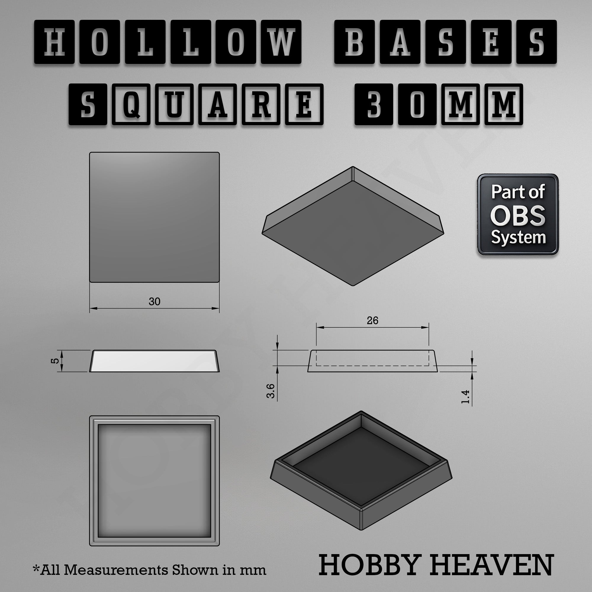 Hollow Bases Range  - Wargaming 3d Printed Bases (OBS System)