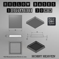 Hollow Bases Range  - Wargaming 3d Printed Bases (OBS System)
